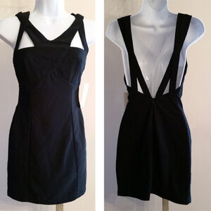 TOBI form fitted strappy black mini dress sz open back sexy night out party XS